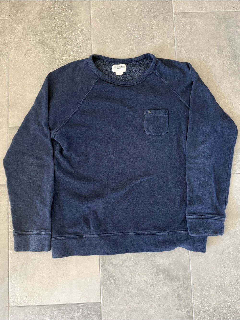 Obey Men's Dark Navy Crewneck Pocket Sweatshirt